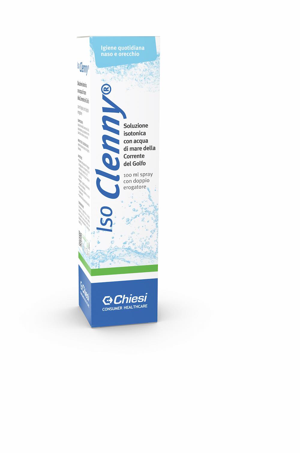 Immagine della confezione di Iso Clenny spray, dispositivo medico di Chiesi Farmaceutici S.p.A.